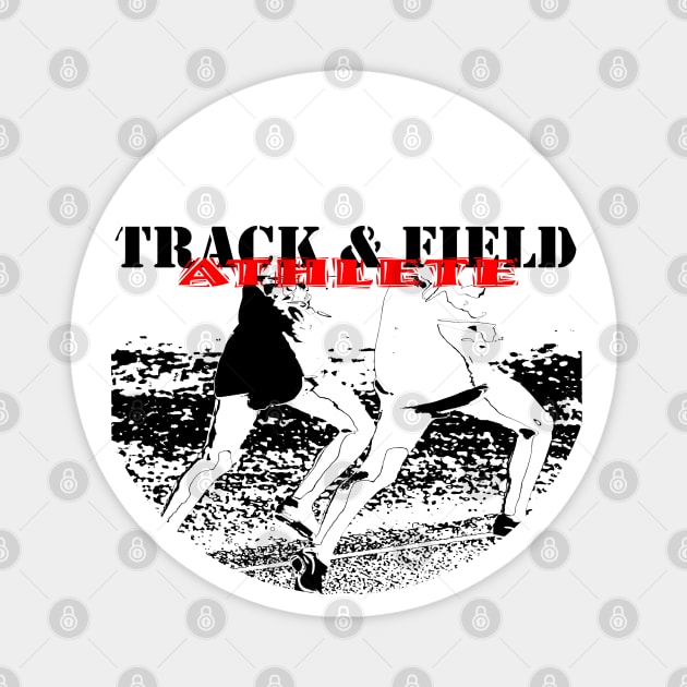 Two runners with Track & Field Athlete written Magnet by Woodys Designs